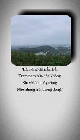 “Bận lòng chi nắm bắt Trăm năm nữa còn không Xin về làm mây trắng Nhẹ nhàng trôi thong dong.”