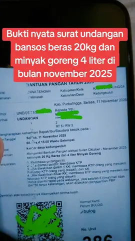 Bukti nyata surat undangan pencairan bansos beras 20kg dan minyak goreng 4 liter di bulan november #pkh #bpnt 