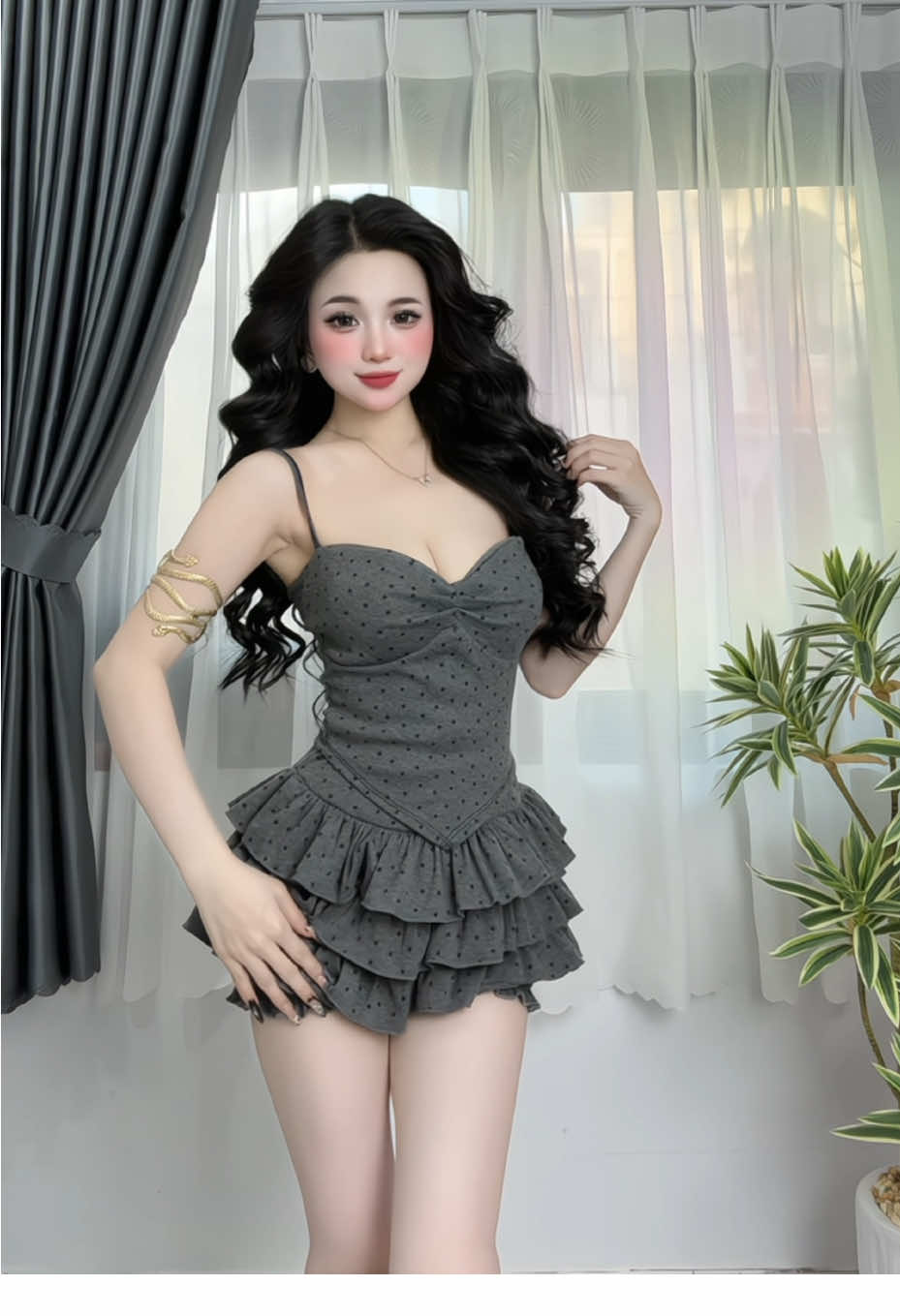 Màu xám tôn da xẻo #PhươngThuyne #setvay #trending #thoitrangnu 