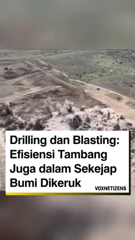 Proses ini disebut drilling and blasting, teknik peledakan yang digunakan untuk menghancurkan batuan keras dalam waktu singkat. Caranya: batu dibor, diisi bahan peledak, lalu diledakkan agar mudah diangkut dan diolah. Metode ini umum dipakai di tambang terbuka maupun bawah tanah untuk menambang bijih besi, batu bara, nikel, dan logam lain yang jadi bahan baku industri global. Di Indonesia, teknik ini lazim digunakan di tambang batu bara Kalimantan dan nikel Sulawesi. Biayanya sekitar Rp13 ribu per ton, tapi biaya ekologisnya jauh lebih besar — dari hilangnya vegetasi, potensi longsor, hingga rusaknya struktur tanah. Amerika Serikat, Australia, dan sejumlah negara Afrika menjadi pengguna terbesar metode ini. Mereka menyebutnya efisien. Tapi bagi bumi, setiap ledakan berarti satu luka baru. #voxnetizens