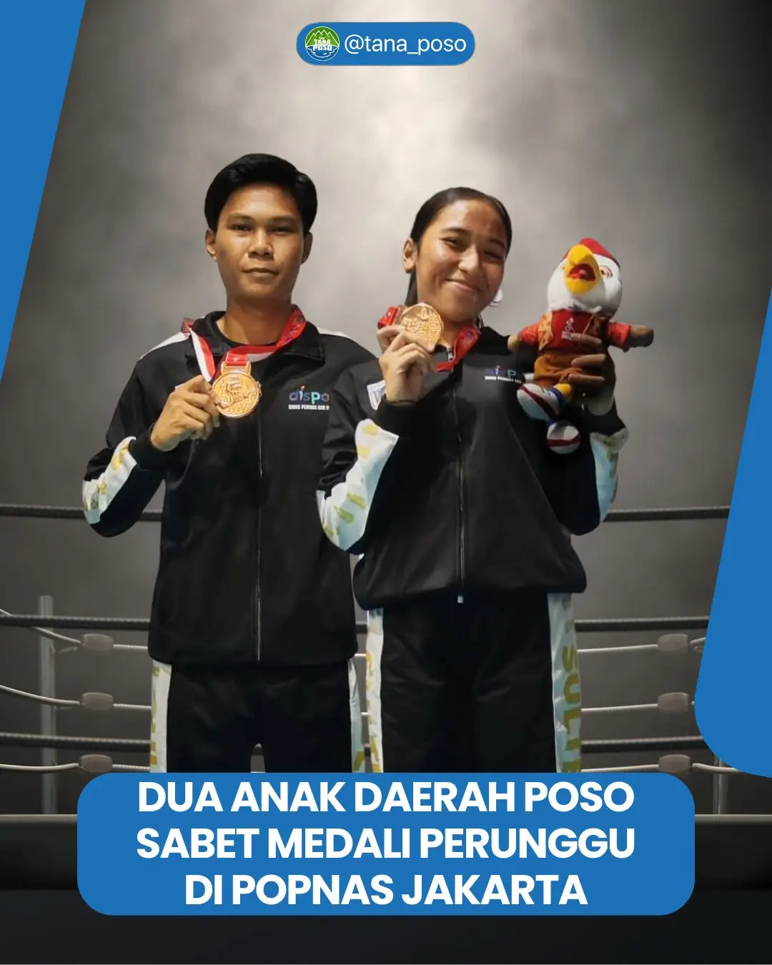 Atlet-atlet tinju asal Kabupaten Poso berhasil mengharumkan nama Provinsi Sulawesi Tengah pada ajang Pekan Olahraga Pelajar Nasional (POPNAS) yang digelar di Jakarta sejak 1 hingga 7 November 2025. Dari tiga petinju yang bertanding, dua di antaranya sukses menyumbangkan medali perunggu bagi daerah. Axel Timothy Raupa meraih perunggu di kelas 57 Kg putra, sementara Mega Priskila Surongku juga membawa pulang perunggu di kelas 57 Kg putri. Sementara itu, Ibnu Zacky Tadji harus terhenti di babak penyisihan pertama pada kelas 51 Kg putra. Raihan ini menjadi bukti bahwa cabang olahraga tinju Poso terus menunjukkan perkembangan dan mampu bersaing di tingkat nasional. RNG #tanaposo 