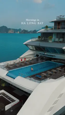 Mornings in Ha Long Bay ✨ This is what most travelers miss when they only visit for a day. Stay overnight and experience magical mornings in Ha Long Bay. 🌅 Wake up to breathtaking views of the bay right from your private suite. ⏳ Day cruises are crowded, rushed, and less personal while overnight cruises are intimate, relaxed, and immersive. 🧘🏻‍♂️ Find serenity with sunrise meditation or a quiet dip in the pool surrounded by limestone cliffs. 📸 Golden hour and sunrise offer cinematic photo opportunities that most day trippers miss. 🌿 Slow-paced and stress-free giving you time to lounge and reconnect with nature. 🛶 Kayak and explore hidden caves at your own pace. Experience magical mornings in Ha Long Bay with @Grand Pioneers Cruises  #HaLongBay #Vietnam