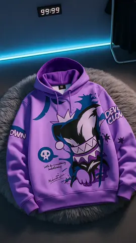 Cool at standout ang lavender hoodie na may graphic “Devil Clown” design, perfect para sa streetwear style. #StreetStyle #LavenderVibes #DevilClown #CoolFit #AestheticHoodie
