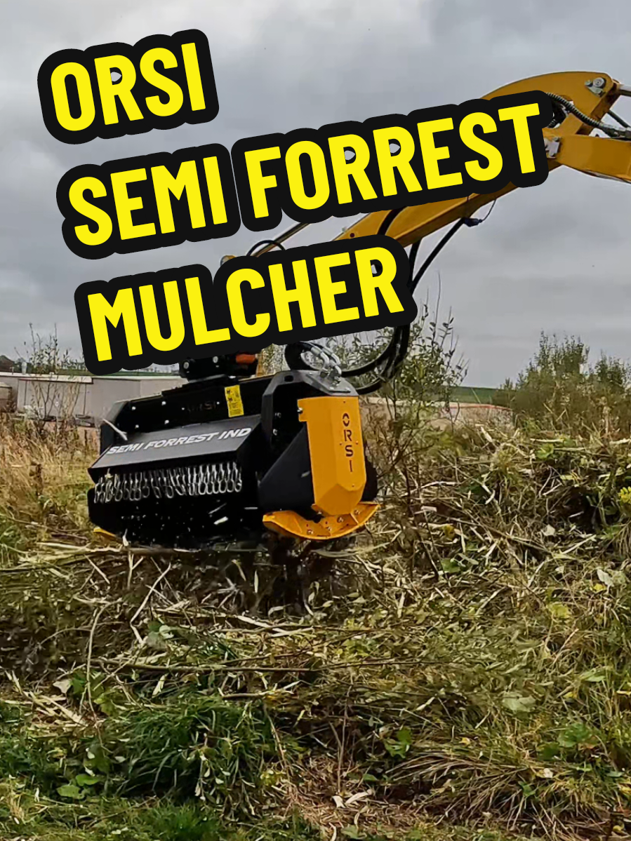 ORSI Semi Forrest IND fixed tooth mulcher with bite limiters - 800mm cutting width for 4-8ton excavators  #attachments #attachmentco #orsi #mulcher 