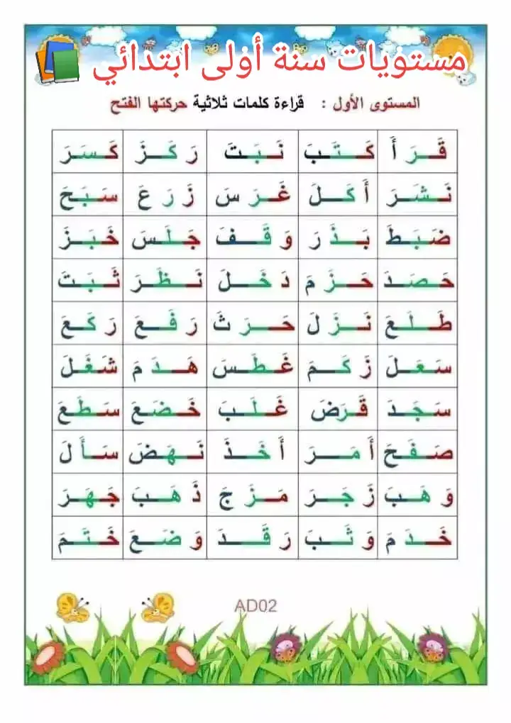 #مستويات #تهجئة #اولى #ابتدائي 
