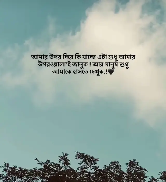 আমার উপর দিয়ে কি যাচ্ছে এটা শুধু উপরওয়ালা'ই জানুক আর মানুষ শুধু আমাকে হাসতে দেখুক! 🖤