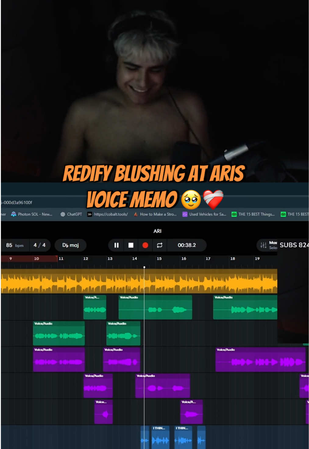 Redify blushing at Aris Voice memo🥹❤️‍🩹