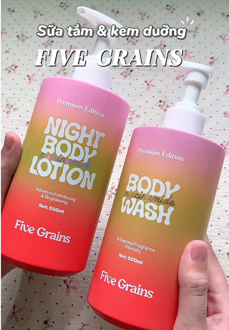 Combo sữa tắm & kem duỡng ban đêm five grains  #fivegrains #fivegrainsvietnam #kemduongsangda #suatamsangda #kemduongniacinamide 