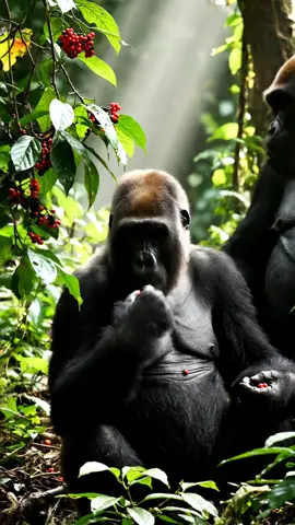 Male gorillas are sitting and playing together.#BabyMonkey #NatureVibes #MonkeyMoments #animals @Animal Lovers @tiktok creators #FunnyMonkey 