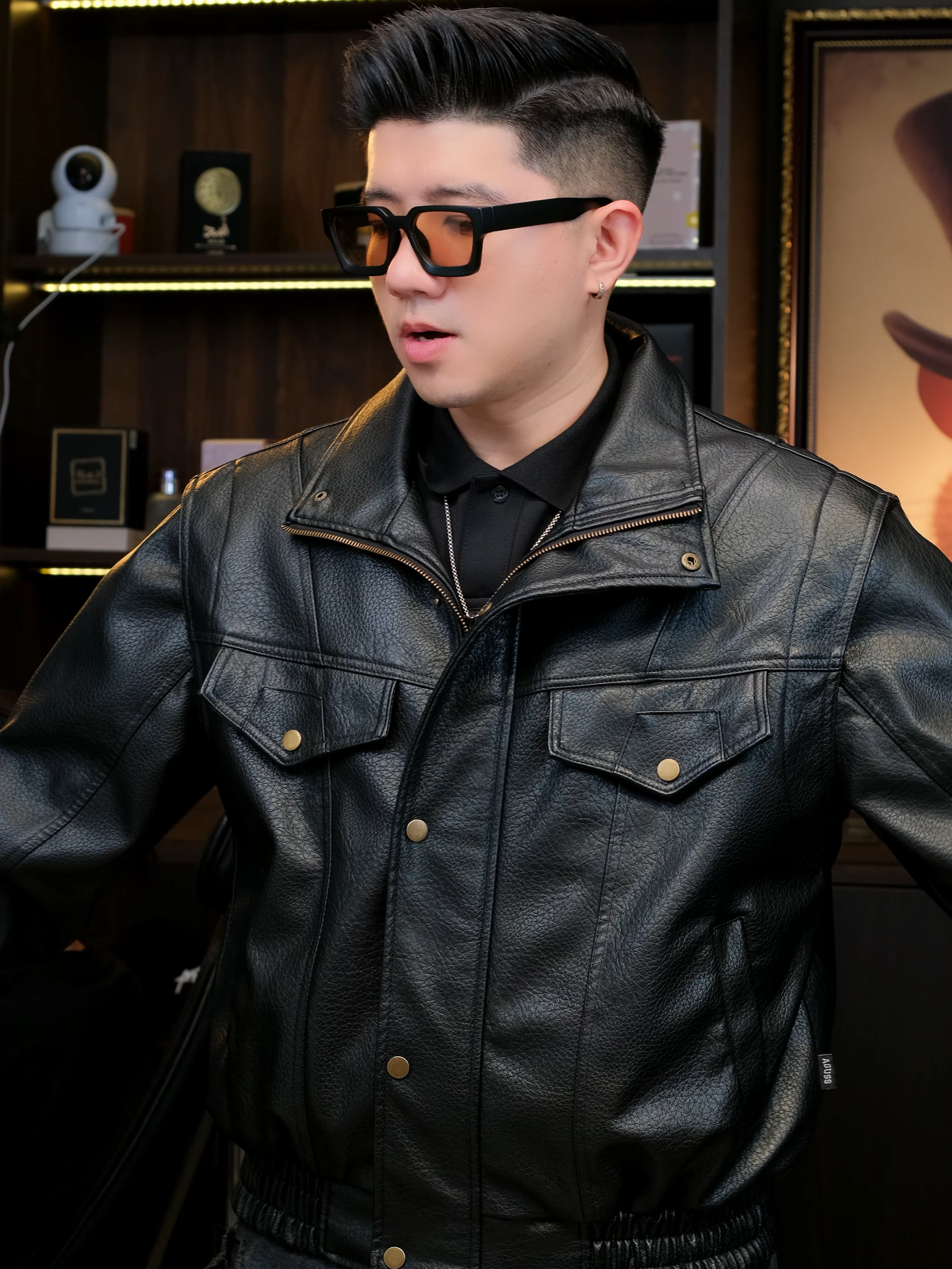 Áo khoác da dày dặn lót lông thỏ chất lượng #minhcuan #thoitrangnam #aokhoac #aobomber #aoda #aovarsity #xuhuong