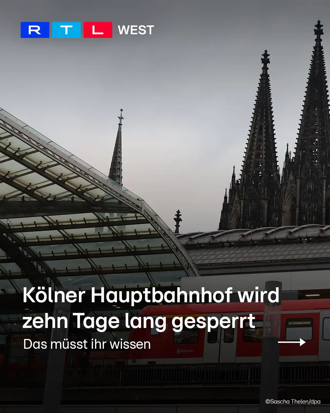 Ab Freitag wird der Kölner Hauptbahnhof zehn Tage lang gesperrt. Es kommt zu Umleitungen und Zugausfällen. Warum das Ganze und was ihr wissen müsst? Swipt euch durch.