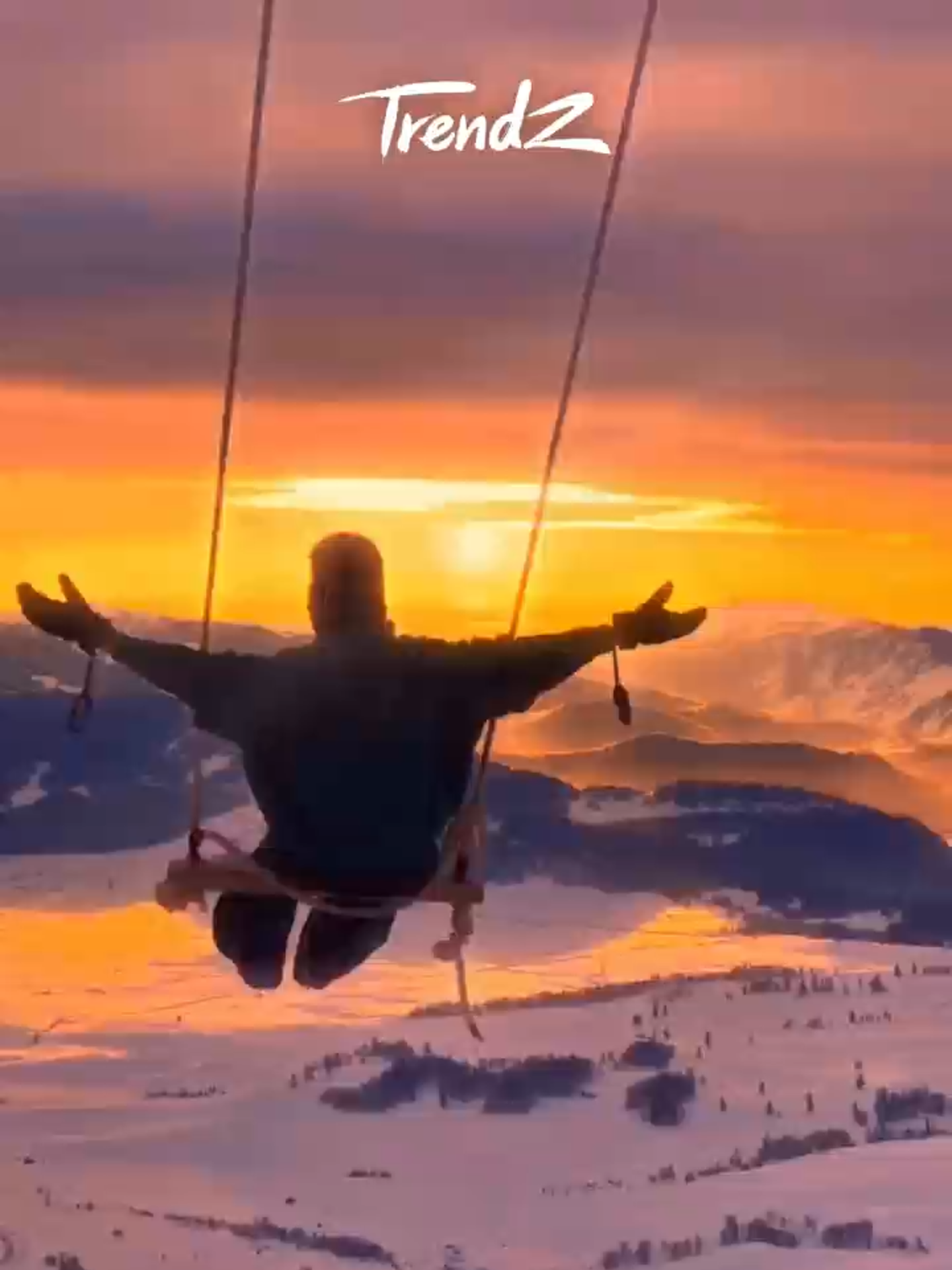 Oh my god! The winter sunset in Altay feels so close, you can almost touch it! Swinging back and forth under the golden glow is absolutely magical! 🌅✨Who else wants to experience this breathtaking moment? 😍 #Altay #Winter #Sunset #TravelChina #NatureBeauty #SwingingInTheSky  #UnforgettableExperience