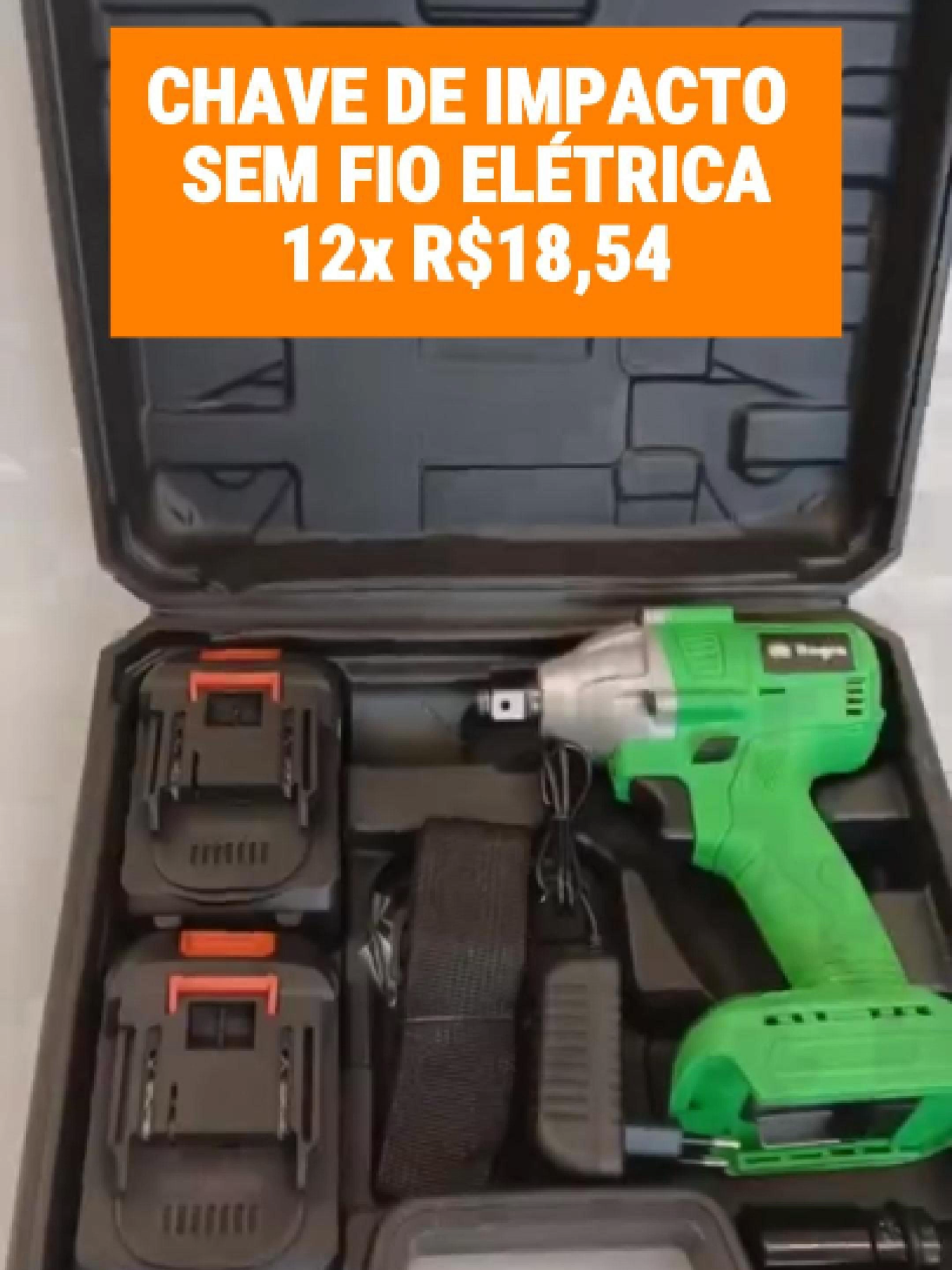 68% de desconto!  Chave De Impacto Sem Fio Elétrica Com Maleta 2 Baterias 21v Bivolt 110v/220v Reforçada Portátil com 68% de desconto! Somente R$191,07 ou 12x R$18,54. Link para compra nos comentários do vídeo. #machodasofertas #shopee #ofertas #viral #tiktok