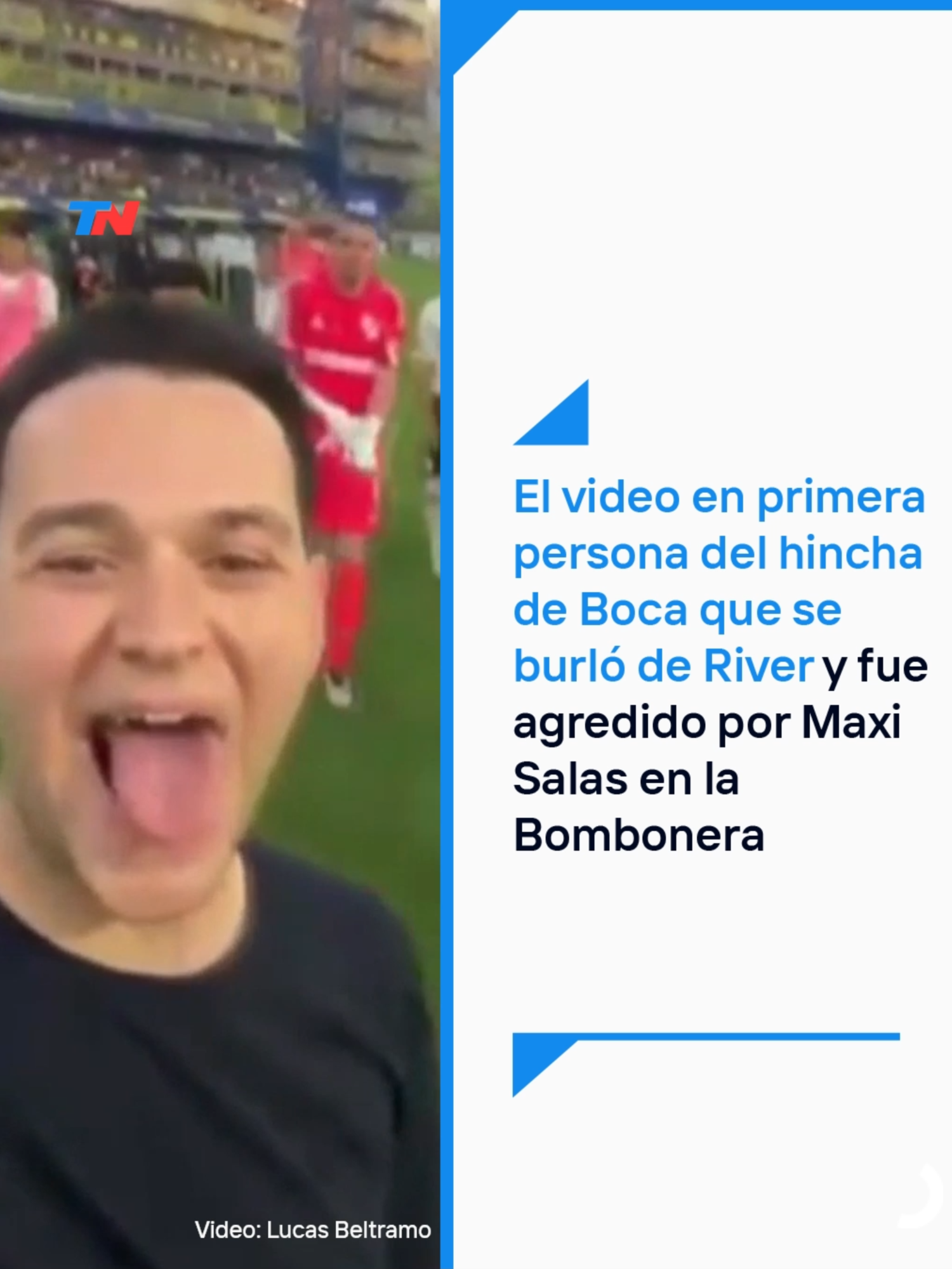 El delantero del Millonario reaccionó de manera violenta ante la grabación que estaba haciendo Uriel Hamra, de 20 años, en medio de la cancha y le lanzó un golpe.  Uriel es simpatizante de Boca, pero no tiene ningún vínculo con el club ni con la organización del encuentro. “Intentó sacarme el celular, no creo que haya querido pegarme. Pasó todo muy rápido”, le explicó Hamra en exclusiva a TN, después de la situación con el delantero. “Entiendo su reacción, debía estar caliente”, afirmó.