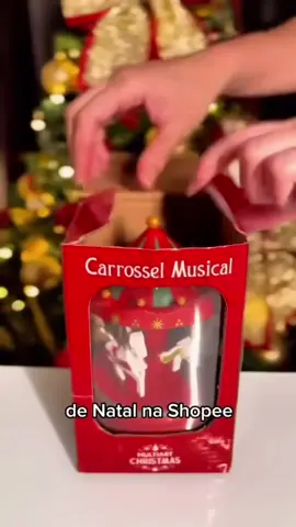 Enfeite de Natal Carrossel Natalino Caixa MusicalDecoração Quarto de Bebê Cavalinhos de Corda 20cm