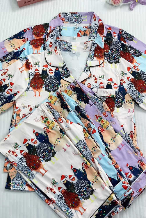 Black Friday Carnival! Christmas chicken PJs, cute & comfy🎅🎄🐔#christmas #pajamaset #loungewear #sleepwear #tiktokshopblackfriday 