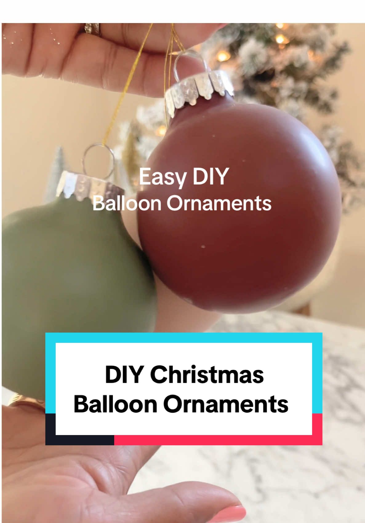 Easiest way to freshen up your old Christmas ornaments is with balloons!! Seriously, this DIY is so easy and you can customize them to any balloon color you want! #christmastree #christmasornaments #christmasdecor #diychristmas #balloontiktok 