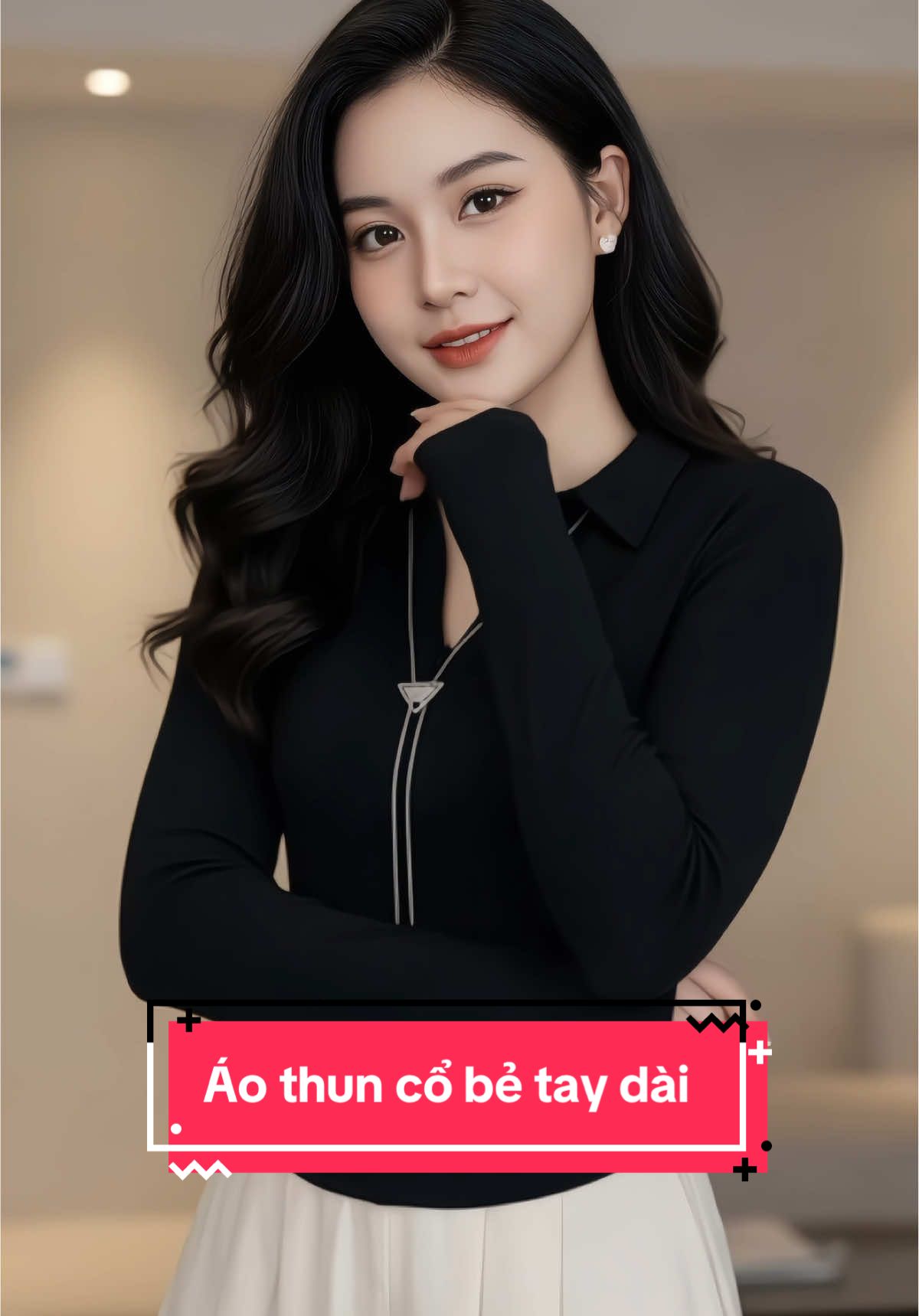 Áo thun cổ bẻ tay dài #aothun #aothundaitay #thoitrangnu #phongcach  @Hana mặc đẹp  @Hana mặc đẹp 