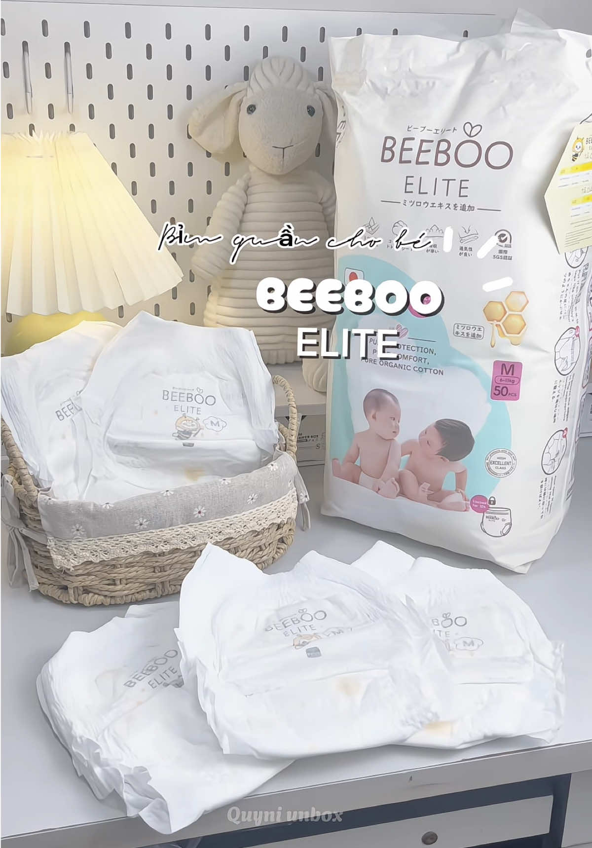 Bỉm quần cho bé, thấm hút nhanh, thoáng khí, không gây bí bách thấm ngược, bề mặt êm ái, mềm mại, ưng lắm nha #bim #bimchobe #beeboo #bimchobeyeu #quyniunbox 