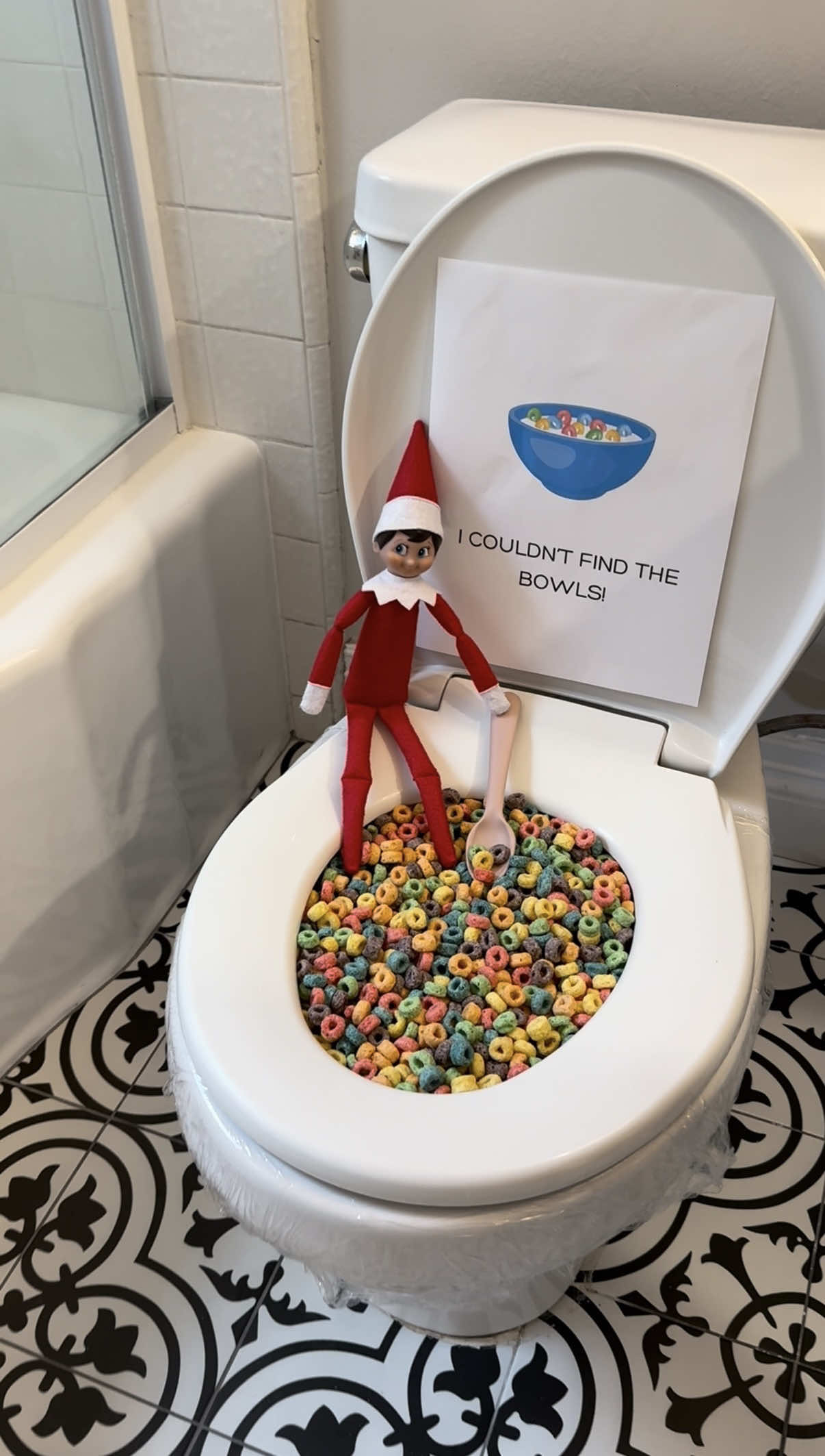 Follow along for more ELF ON THE SHELF ideas 🫶🏻🎅🏻😂 You can find this FREE printable on my website! #ChristmasMagic #holidaymagic #holidaytraditions #ElfOnTheShelf #elfontheshelfideas 