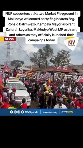 NUP supporters at Katwe Market Playground in Makindye welcomed party flag bearers Eng. Ronald Balimwezo, Kampala Mayor aspirant, Zaharah Luyurika, Makindye West MP aspirant, and others as they officially launched their campaigns today. #NTVNews 