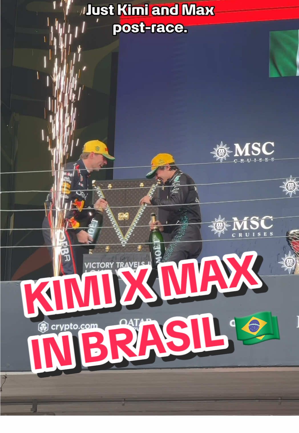 You just can't separate these two ☺️ #f1 #formula1 #kimiantonelli #maxverstappen #brazilgp