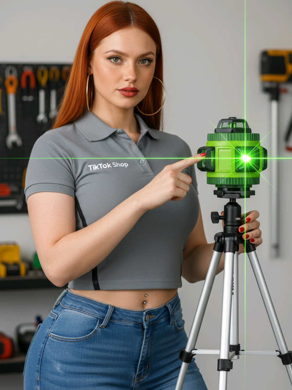 Nível Laser Verde 16 Linhas War Shark, Kit com 2 Baterias e Tripé 1.2m - Para Construção, Instalação de Porcelanatos e Gesso! #nivellaser #obras #contrucaocivil  #quipamento  #tiktokshop 