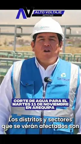 Corte de agua en diferentes distritos de Arequipa para el martes 11 de noviembre. #cortedeagua #Sedapar #AltoVoltajeanoticias 