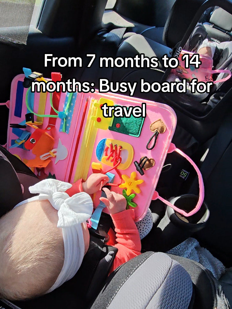 We love these Montessori busy boards so much, we have one for each car. They grow with them! ❤️ #busyboard #montessoritoys #traveltoys #toddlertoys #babytoys 