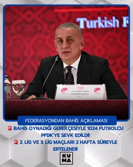 🚨 Bahis oynadığı gerekçesiyle 1024 futbolcu PFDK'ye sevk edildi! 🚨 2. Lig ve 3. Lig maçları 2 hafta süreyle ertelendi! #futbol #türkiye #süperlig #tff 