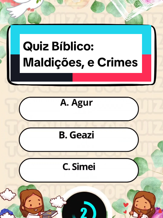 Quiz Bíblico: Maldições, e Crimes. O homem que amaldiçoou Davi, o vigor de Calebe aos 85 e o crime do filho mais velho de Davi. #quizbiblico #reidavi #calebe #antigotestamento #curiosidadesbiblicas 