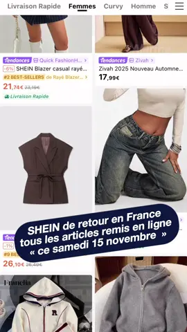 SHEIN revient en France le 15 novembre tous les articles vont être remis en ligne #shein #actu #sheinfrance #sheinhaul 