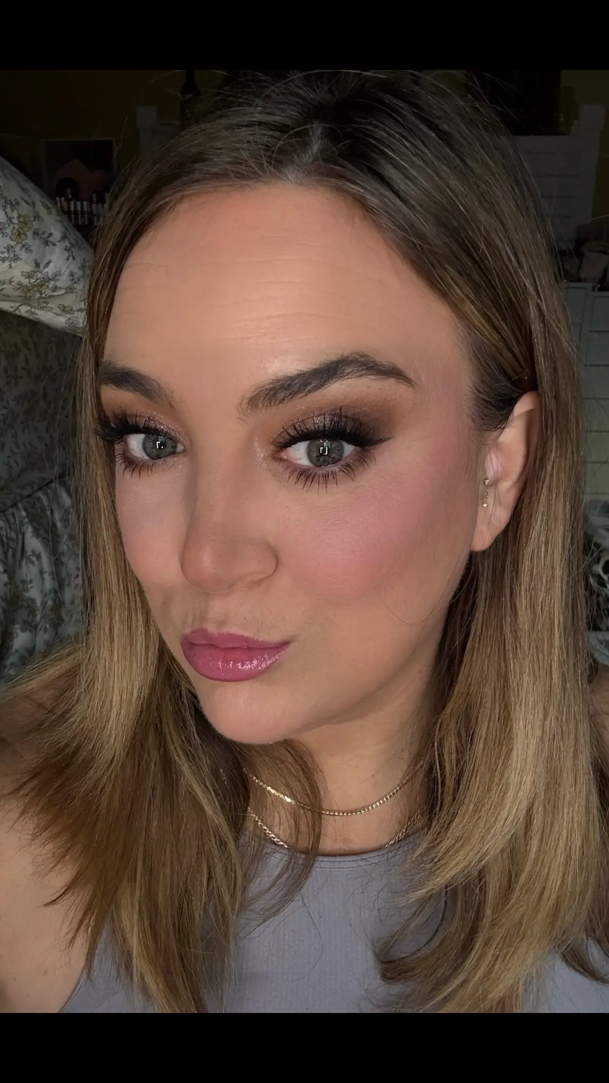 Trying to decide how I wanna do my makeup for my friend’s bachelorette party.  This was the look I did tonight. I think I like it but maybe a less pink blush?? Let me know your thoughts  @essence.cosmetics  @Natasha Denona  @Armani beauty  @Kosas  @caliray beauty  @patrick ta  @Huda Beauty  @e.l.f. Cosmetics @elfcosmetics  #playingwithmakeup #bacheloretteparty #girlsnightmakeup #over40makeup #datenightmakeup 