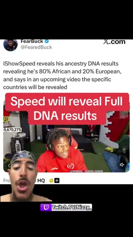Replying to @User56004004321 iShowSpeed reveals he is 80% African 20% European #ishowspeed #ishowspeedclipz #streamer #viral #greenscreen 
