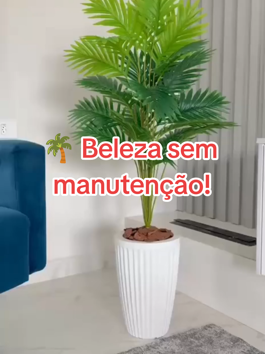 LINK DOS PRODUTOS NA BIO Planta Artificial 🌿 Palmeira com vaso estilo romano 🏺 elegante e sem manutenção! #decoracao #plantas #shopee #design 