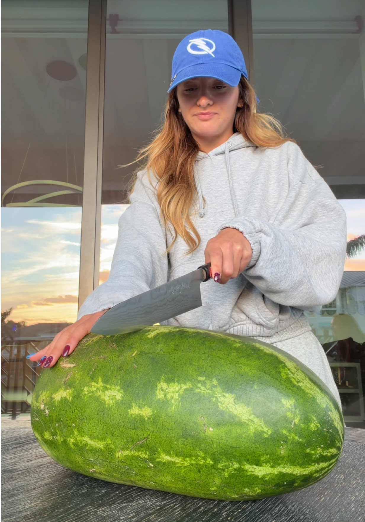 i finally cut my bubble gut watermelon open 🙂‍↕️ no it didnt smell bad but it felt very smooth 