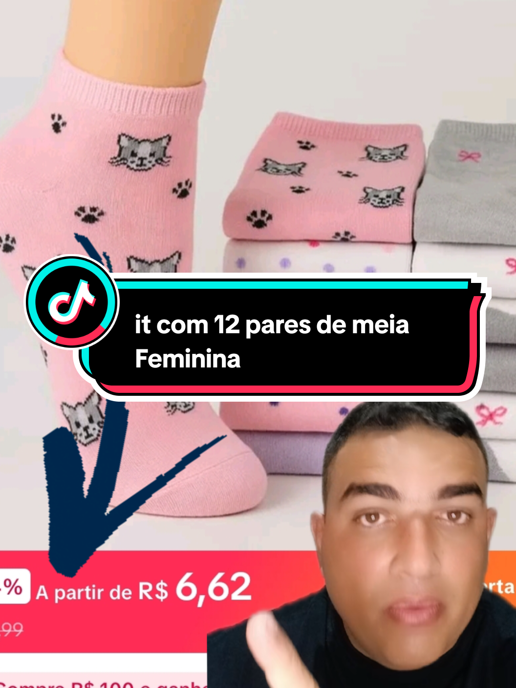 Kit de meia Feminina om 12 pares. #tiktokshop #fypシ゚ #fyppppppppppppppppppppppp #meiafeminina 