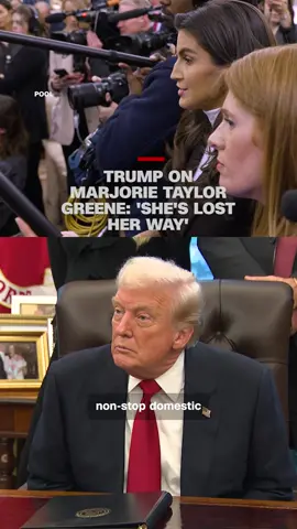 CNN's Kaitlan Collins asked President Donald Trump in the White House Monday to respond to Rep. Marjorie Taylor Greene's (R-Georgia) comments that he should focus more on domestic issues rather than foreign policy.