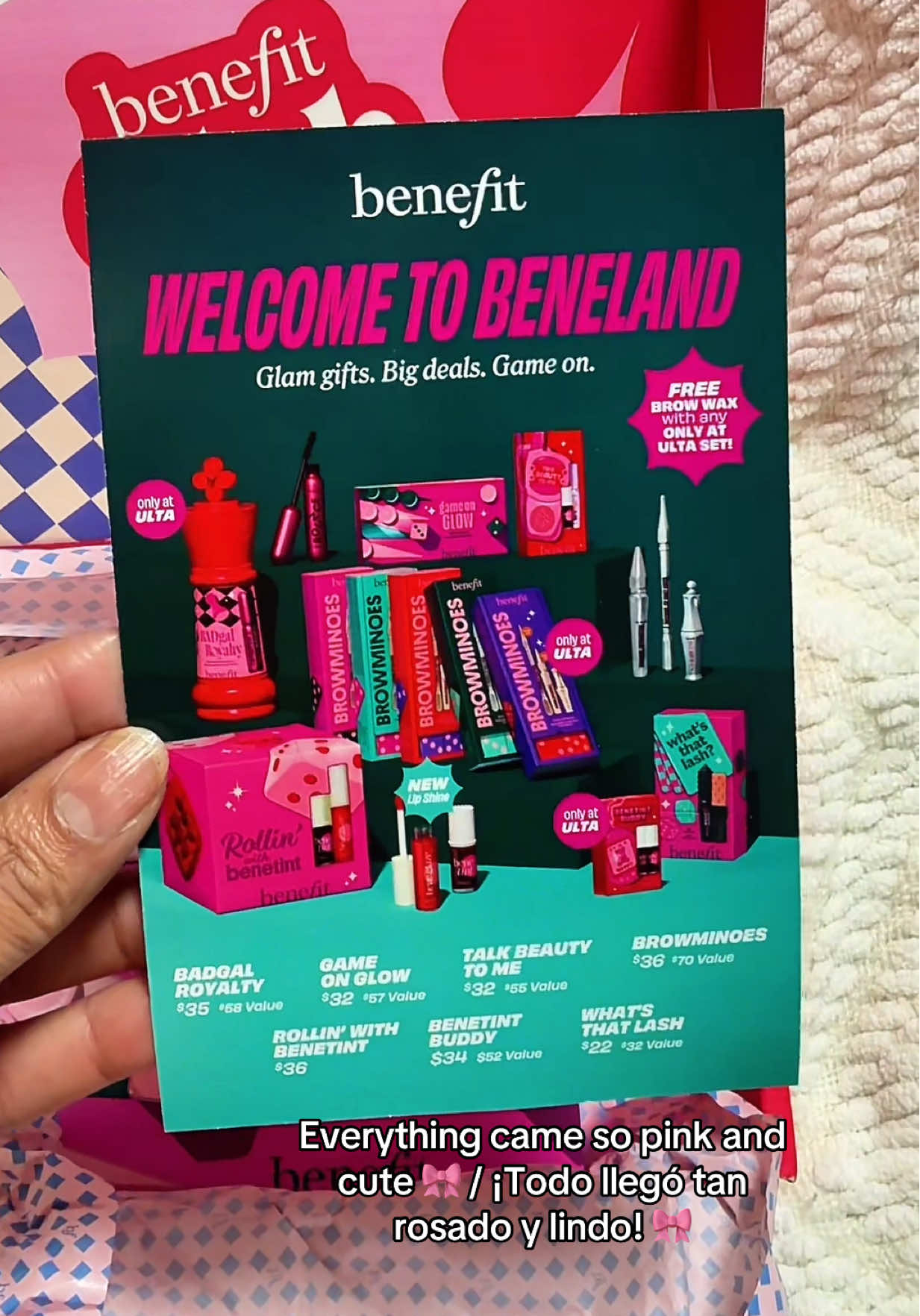PR unboxing from @Benefit Cosmetics 💖 This pink box is full of fun! From the Game On Glow cheek palette to the Benetint Buddy duo and the Game, Set, Bounce mini set — everything is so adorable and perfect for that everyday glow ✨ . . . . #Gifted #BenefitCosmetics #benefitpinkclub #BenefitPR #Benetint  