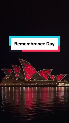 Lest We Forget ❤️ Today, the sails of the Sydney Opera House glow with red poppies at dawn and dusk for #RemembranceDay. On this day, we pause for a moment of reflection, paying tribute to the service and sacrifice of our veterans and those who still serve today.    #feelnewsydney   ID: Vision shows the Sydney Opera House lit up in the early hours of the morning with the red poppies growing and disappearing on the sails of the Opera House.  The sun comes up and ferries go past.