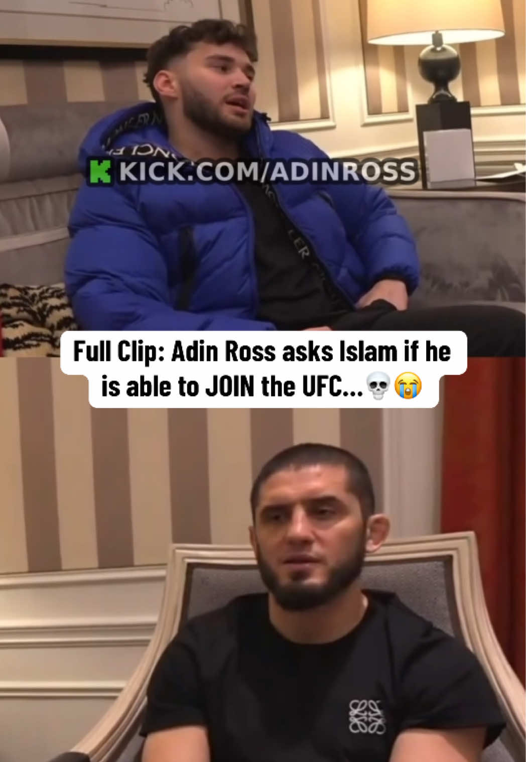Full Clip: Adin Ross asks Islam if he is able to JOIN the UFC…💀😭#adinross#islammakhachev#islam#UFC 