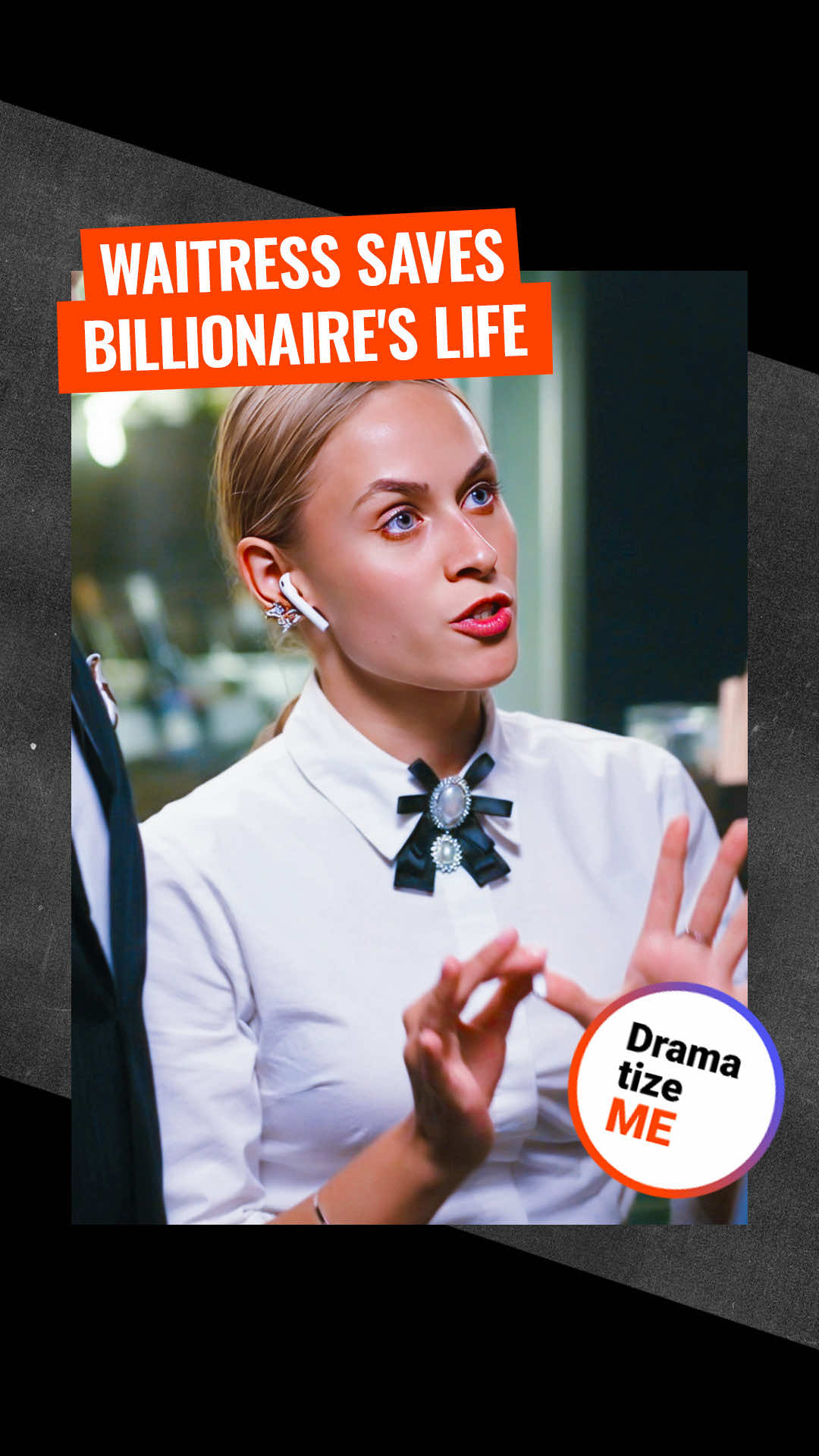 Right place. Right time. One brave act 💫🩺 A waitress becomes a hero and saves a billionaire's life.  Watch the full story on YouTube @DramatizeMe — 