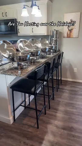 If you’re hosting this holiday these chafing dishes are perfect! The round ones are 5Q and can keep food hot (heating element sold separately) or cold (just add ice to bottom bowl). They have a way to prop up the lid as well. And then I got the 7.5 Q (also available in 5 Q) Buffet Server and Warmer Trays. Perfect for holiday hosting! Plus beautiful barstools to class up any kitchen #hosting #holidays #christmas #christmasgiftideas @GARVEE 