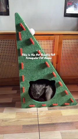 This is the Pet Gravity Felt Triangular Cat House  a cozy spot for your cat to rest, play, and scratch. 🐾 #cathouse #catlovers #catfurniture #pethome #catsoftiktok 