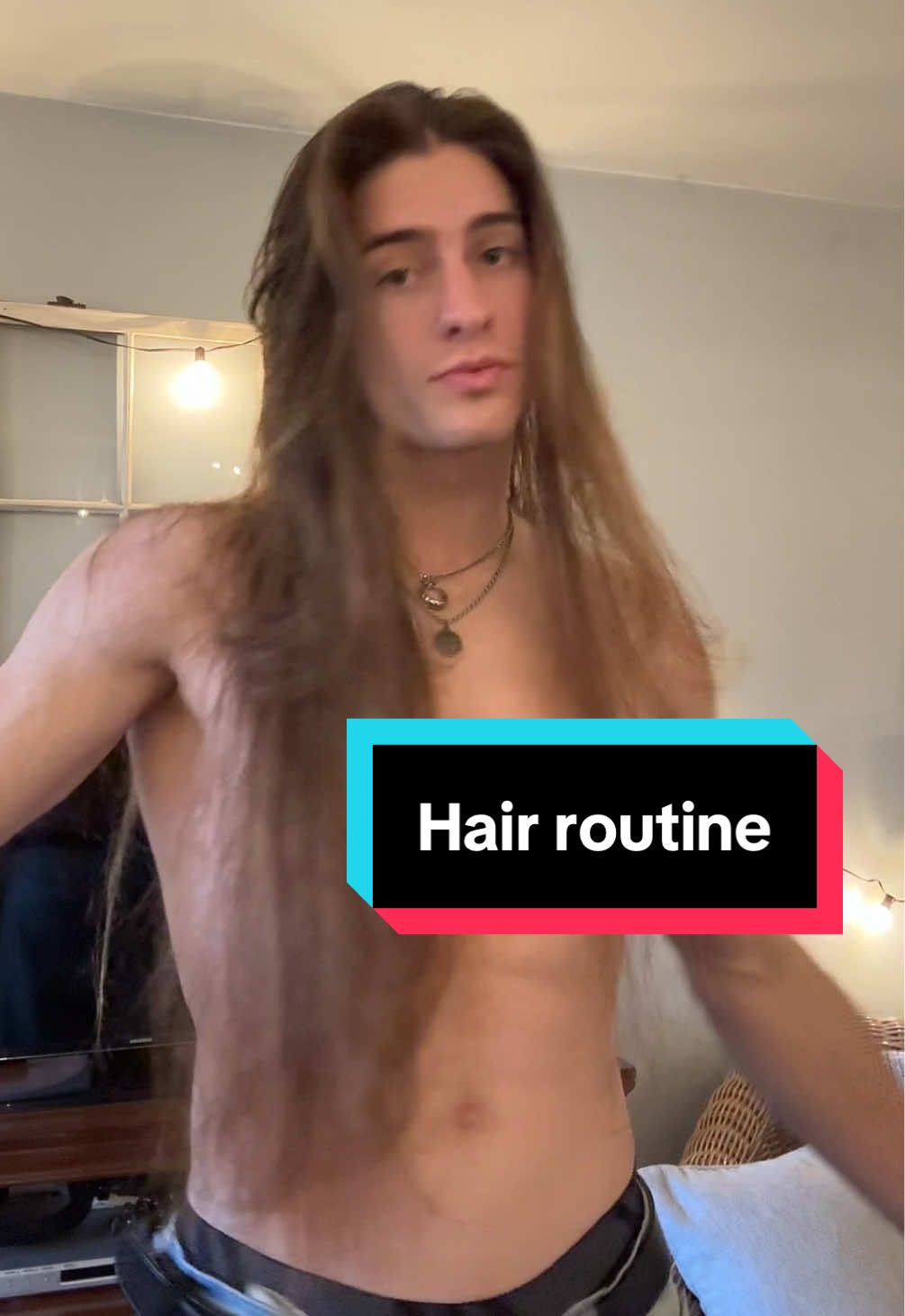 Hair routine yall wanted!!!@gbatfit I’m coming for you… #longhair #fyp #lightswitch #relatable #model #longhairman 