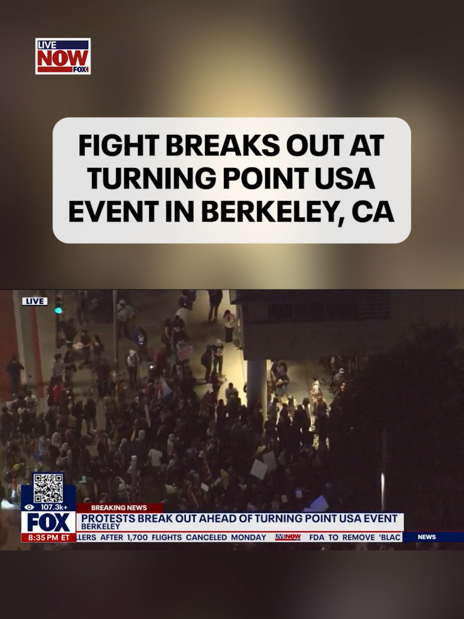 Fights and altercations are breaking out Monday night at the University of California, Berkeley, just as Turning Point USA holds its final campus tour stop of the year. Coverage provided by FOX 2 San Francisco. The event at UC Berkeley marks two months since Turning Point USA founder Charlie Kirk was shot and killed in what authorities have described as a politically motivated attack during an appearance at Utah Valley University.