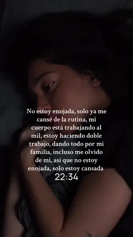 No estoy enojada, solo estoy cansada. Cansada de siempre estar para todos, cansada de trabajar 24/7, cansada de trabajar en casa, cansada de que los pendientes nunca terminen, cansada de ver la vida perfecta de los demás y la mía es un caos, cansada de ver en redes como todos tienen energía para trabajar, ir al gym y salir con sus amigas. Y yo, yo solo quiero descansar 😔💔✨ #calma #creandoconciencia #vidaconsciente #amorpropio #tumejorversion 