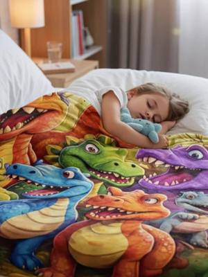 Niedlicher lächelnder Dinosaurier HD Digitaldruck Flanell