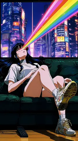 She tuned in—and the universe changed the channel. Neon dreams don’t ask permission. #weirdaivideos #animeedit #vhsanime #aigeneratedvideo #creatorsearchinsights 