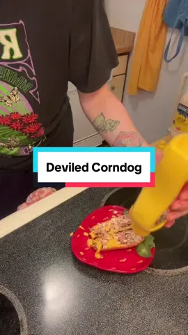 Happy birthday to me #birthdaybreakfast #corndog #deviled #deviledcorndog #experiment  